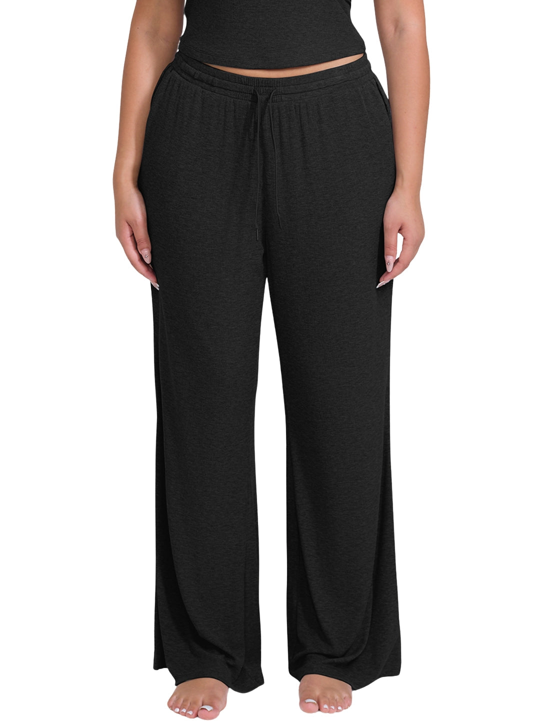 Wide Leg Ribbed Lounge Pants