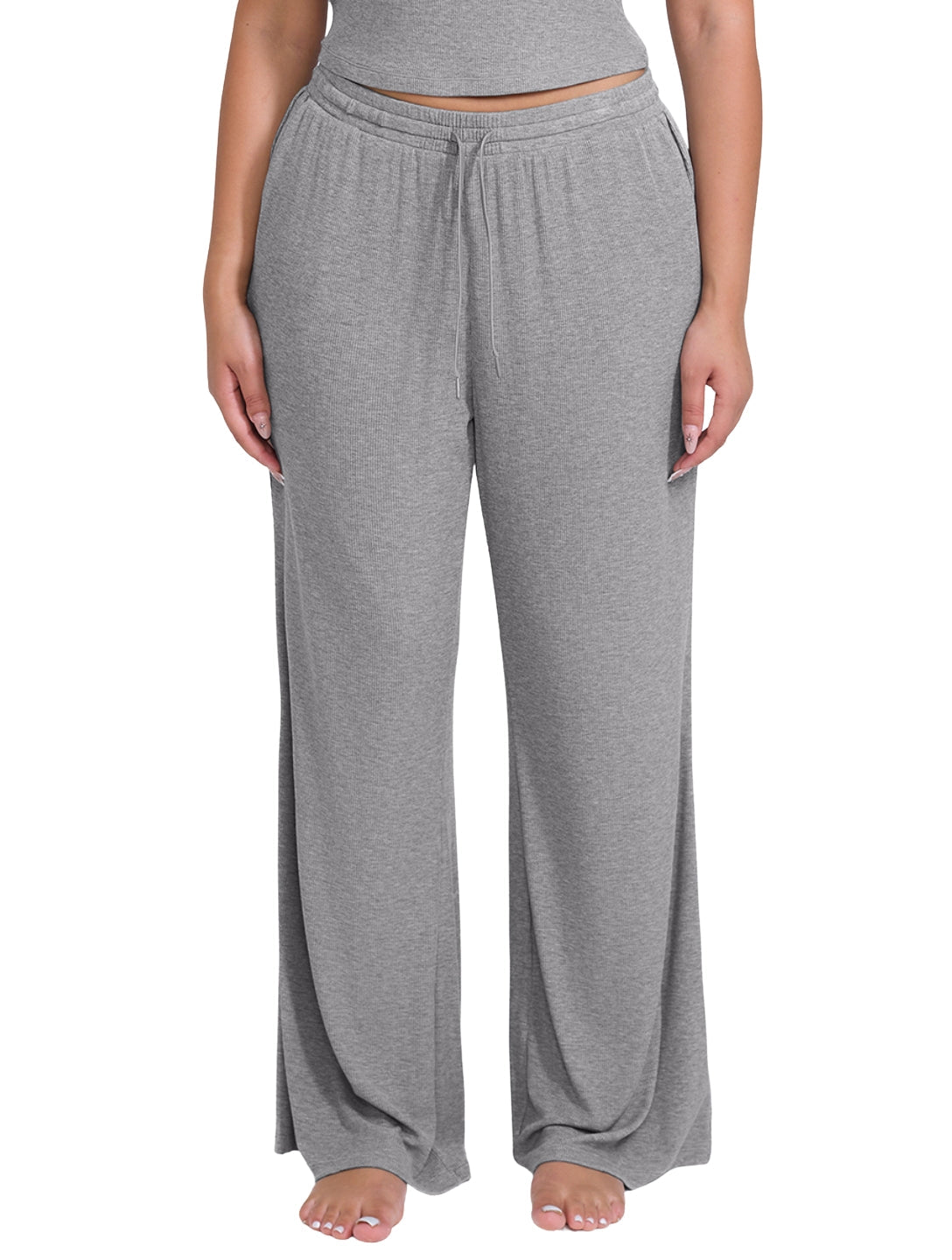 Wide Leg Ribbed Lounge Pants